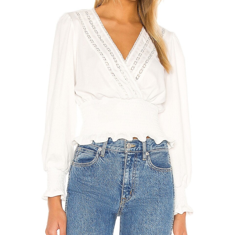 Crinkle Knit Smocked Waist Top - 1. STATE - Size XS